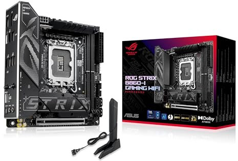 ASUS ROG Strix B860-I Gaming WiFi, Mini-iTX Motherboard, Advanced AI Ready, 10+1+2+1 Power Stages, DDR5, PCIe 5.0, Two M.2 Slots, WiFi 7, ASUS AI Advisor, AI Networking II