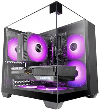 MARS GAMING MC-VISIONM, Compact MicroATX Gaming Case, Triple Tempered Glass, Dual-Chamber Structure, Liquid Cooling Support up to 240mm, Mini-Tower PC with Large Internal Capacity, Black