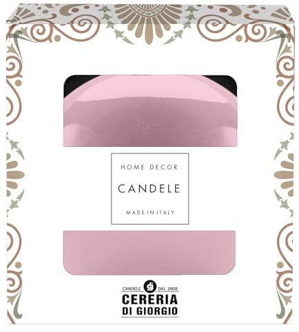 Vela esférica decorativa lacada diámetro 10 cm - Duración 49 horas - Color rosa polvo - Caja regalo - Cereria Di Giorgio