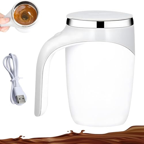 Tazza da caffè auto-mescolante, 380 ml, in acciaio inox, magnetica, ricaricabile, elettrica, con coperchio, per casa e ufficio