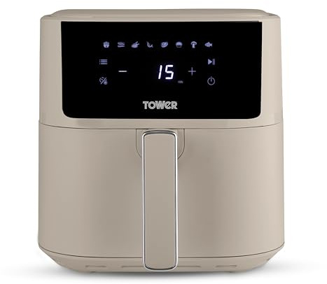 Tower T17169MSH Vortx Air Fryer with Digital Control Panel, 8 Pre-Set Cooking Functions, 1700W, 6L, Latte