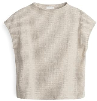 OPUS Damen Kurzarmshirt | SOROTE Regular Funnel Neck Shirt mit feiner Struktur Natural Glaze, 36