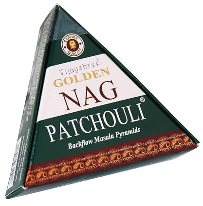 NKlaus Golden Nag Lot de 10 pyramides d'encens Patchouli | Encens terreux et cône parfumé pour reflux, harmonie ambiante et encens spirituels