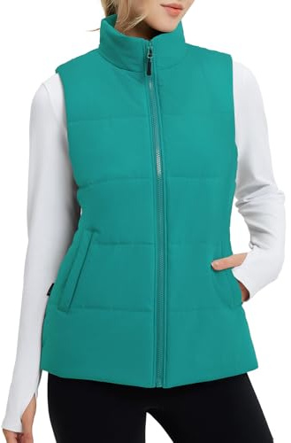 baleaf Vest for Women Winter Warm Puffer Lightweight Vests Water Resistant Sleeveless Running Jackets Padded Coat Green XL