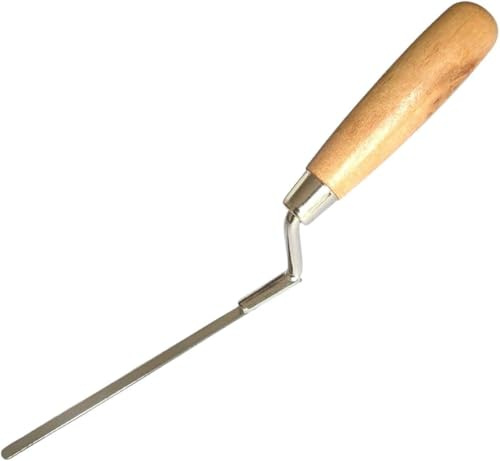 Stainless Steel Finger Pointing Trowel 6mm Flat Stiff Tuck Tool with Wooden Handle - Perfect for Builders & DIY Brick Gap Repairs (6 mm)