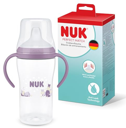 NUK Perfect Match Vaso de Aprendizaje Bebe | 6+ meses | 260 ml | Vaso antiderrames para niños pequeños | Asas antideslizantes | Hipopótamo | 1 unidad