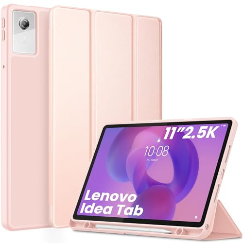 EasyAcc Hülle für Lenovo Idea Tab 11 Zoll Tablet 2025 mit Stifthalter TB-336ZU TB-336FU, Ultra Dünn mit Standfunktion Slim PU Leder Schutzhülle (Roségold)
