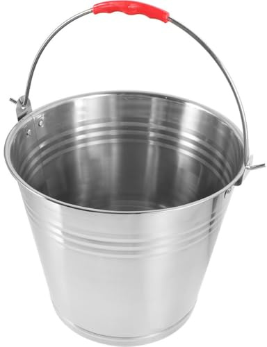 UKCOCO Secchio per Cavalli in Acciaio Inox 10l Manico Portatile, Contenitore Acqua e Mangime Multiuso per Puledri e Bagno, Secchio di Metallo per Alimentazione e Stoccaggio Acqua Cavalli