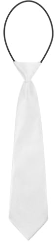 URAQT Förknuten slips för barn, 28 x 7 cm glänsande satinslips, slipsar med förknuten elastisk dragsko, formella bröllopsslipsar, skolfester, cosplay (vit - 1 st)