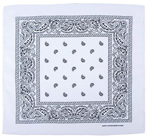 Bandana Biker Kopftuch weiss-schwarz 16403L