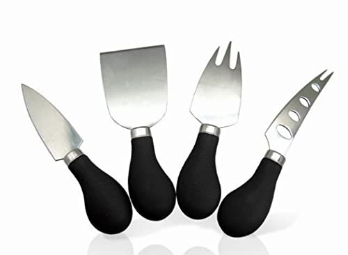 Nerthus FIH 067 Lot de Couteaux à Fromage en Acier Inoxydable Noir 17,8 x 16,6 x 3,1 cm