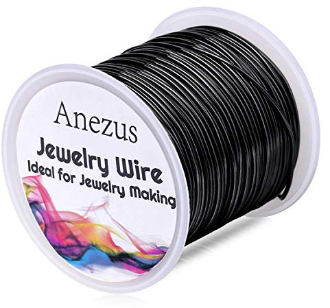 Schmuckdraht für Schmuckherstellung, Anezus Basteldraht, anlaufgeschützt, Kupfer, Perlendraht für Schmuckherstellung und Handwerk (1mm, Black)
