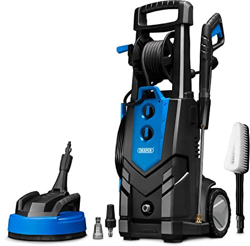 Draper PW2500 Electric Pressure Washer, Maximum Power 195Bar with Heavy Duty Patio Cleaner, Blue