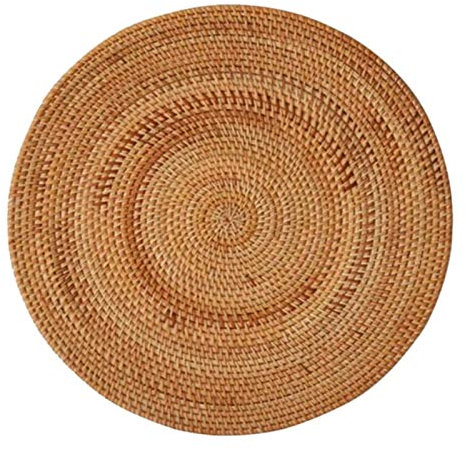 Fransande Tovagliette in rattan, tappeto da tavola rotondo, tappetino da tavolo antiscivolo, resistente al , tovaglietta in vimini, sottopiatti per piatti caldi