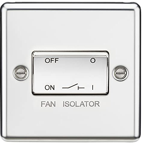 3 Triple Pole Bathroom Kitchen Extractor Fan Isolator Switch 10A Raised Round Edge Metal Rocker (Polished Chrome)