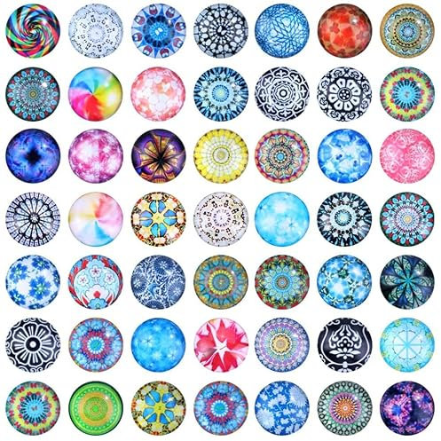 Litensh 100 piezas de granulación de cabujones de cristal decorativos, Vidrio Mosaico, Piedra de Vidrio que Brilla en la Oscuridad, Mosaico Impreso Cabujones Imagen, botones planos decorativos 20mm