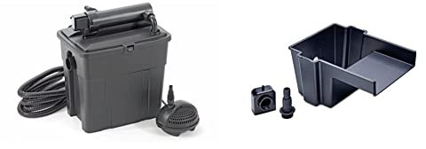 Pontec 50239 MultiClear Set 8000 - Komplettset aus Filterpumpe und Durchlauffilter/Durchlauffilterset/Mehrkammerfilter & PondoFall - Quellelement/Auslauflippe für Bachlauf und Wasserfall
