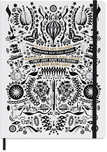 Moleskine x Lorenzo Petrantoni, Un Libro Ancora da Scrivere, Agenda a Righe in Edizione Limitata, Copertina Rigida e Chiusura Elastica, Formato Extra Large 19x26 cm