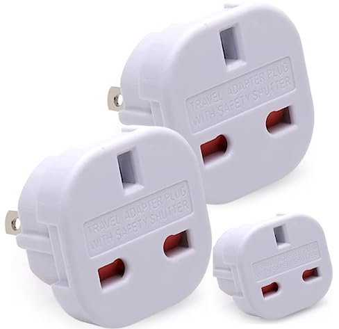 Pack of 3 | Travel Adapter UK to US Travel Adaptor | UK plug 3 pin to America Plug 2 Pin Flat (Pack of 3)