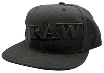 RAW Gorra de béisbol de ala plana Snapback negro en negro, Negro, Taille unique