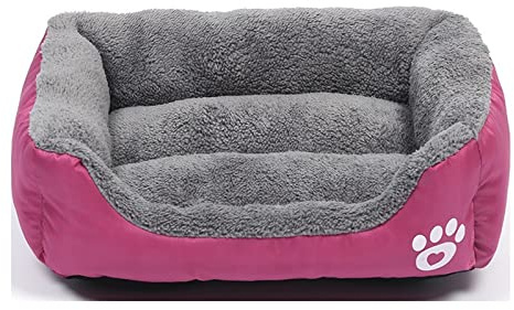 Cicilin Cama para perro y gato de raza pequeña, cojín de dormir para perro, cesta suave y lavable, sofá para gatos, color rosa y rojo, talla M