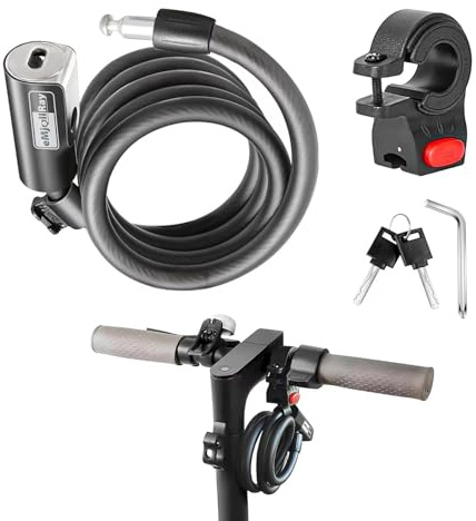 eMjollRay Candado Bicicleta con 2 Llaves 120CM Patinete Electrico con Soporte Candado Moto Cadena Bicicleta Antirrobo para Bici Moto Patinete Scooter