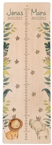 Kidsmood Personalisierte Geschwister-Messlatte aus Holz, Kinderzimmer Deko für Mädchen und Jungs, Personalisiertes Geschenk für Babys und Kinder, Messlatte Kind Holz