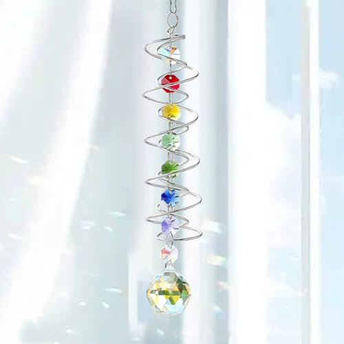 Acchiappasole Cristallo, Acchiappa Sole con Doppia Spirale, Cristalli Acchiappasole da Appendere, Sun Catcher Garden Decor, per Interni, Giardini Domestici, Auto Decorazioni da Appendere