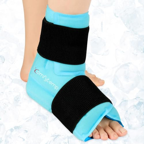 Comfytemp Vollständig umhüllen Kühlmanschette Fuß, Kühlbandage Knöchel Fußgelenk für Wasserloses Eisbad nach dem Sport. Wiederverwendbare Groß Kühlpads Gel für beide Füße（21x22cm,900g）