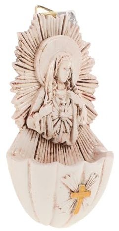 FUNOMOCYA Holy Water Font Wall Hanging Resin Holy Water Storage Font Suitable for Home Entrance First Communion or Confirmation Church Wall Decoration