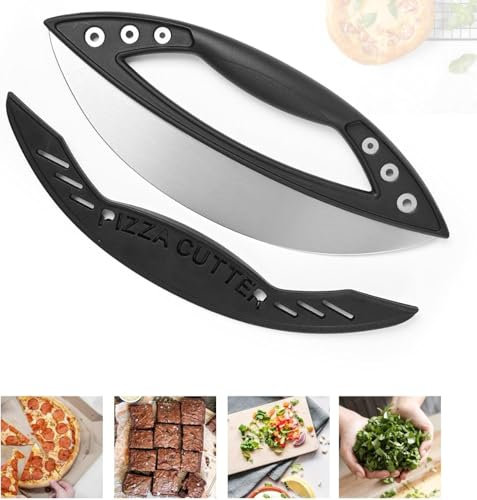 HhBdy Couteaux Pizza Coupe Pizza Cutter Couteau a Pizza à Pizza Hachoir à Pâtisserie Outil pour Les Pizzas Trancheuse Roulette à Pizza en Acier Inoxydable pour la Cuisine et Un Usage Commercial