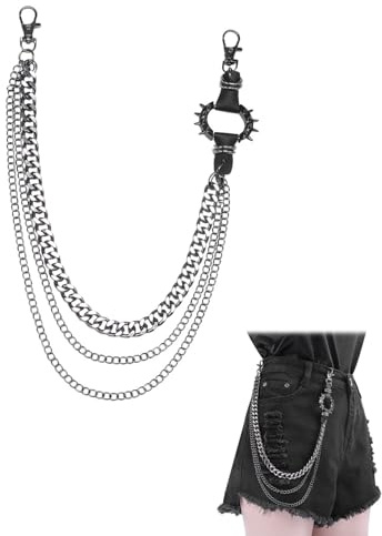 MOPZIJA chaine pantalon,Chaine Pantalon Double Couche, Chaîne De Jean Punk Chaine Portefeuille Chaîne De Ceinture Chainette De Sac à Main Chaîne Hip Hop Gothique Chaine à Maillons Homme Et Femme