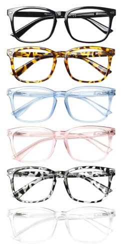 COJWIS 6 Pack Blaulichtfilter Lesebrille groß Damen Herren Computerbrille Lesebrillen Sehhilfe Brille Computer-Lesebrillen mit Sehstärke (6 Pack Farbe, 2.00, x)