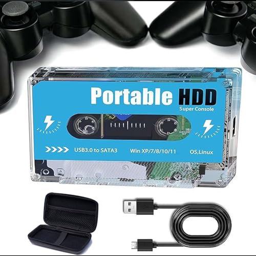 Pocket Super Console Cassette, 500G Tasche Plug Play Video Multilingual Game Stick 60000+Games, Retro Disk Gaming Console Support 70+ Simulator, HDMI 4k Gaming Stick (Aufbewahrungstasche)
