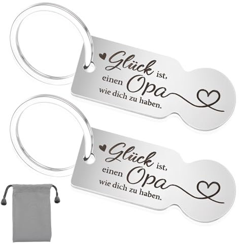 JIEYAO Geschenk für Oma Opa Schlüsselanhänger, 2pcs Einkaufswagenlöser Edelstahl Einkaufschip Schlüsselanhänger Einkaufswagenchip Keychain Glück Abziehbar Einkaufswagen Chips für Großeltern Geschenk