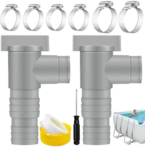 Vautvis Rubinetto di Intercettazione per Piscine, Valvola Piscina, Valvola di Manutenzione/Intercettazione per Piscina con Raccordo per Tubo da 32/38 Mm, 6 Fascette Stringitubo 27-52mm
