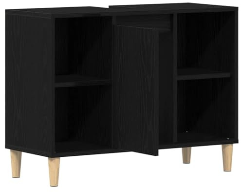 vidaXL Mobiletto per Lavabo Rovere Nero 80x33x60 cm in Legno Massello