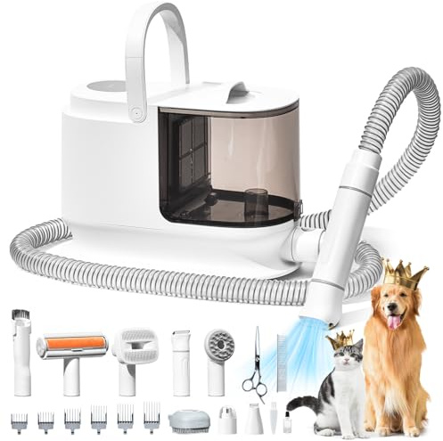 Bunfly Kit per la toelettatura del cane e aspirapolvere per peli di cane, capacità 3,5 l per animali domestici, 13000 kpa Aspirapolvere per capelli con aspirazione forte 99% peli di animali domestici