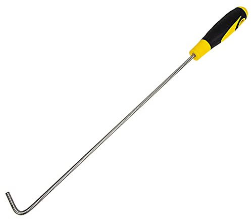 Housoutil Crochet Acier pour Porte Coulissante et de Regard Poignée Robuste Antirouille avec Manche Caoutchouc Outil Ménager pour Volets et Couvercles Égout