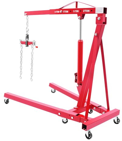 PattenlLevi Gru idraulica pieghevole per sollevamento motore, gru da officina con bilanciamento del motore, 2 T,4 gradini retrattili 0,5 T/1 T/1,5 T/2 T, supporto per motore, gru e officina