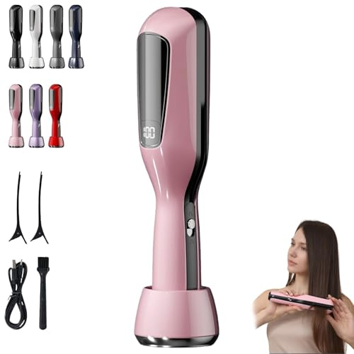 2 En 1 Coupe Fourche Cheveux, Appareil D'éLimination Des Fourches, Tondeuse à Pointe Fourche Avec Affichage LED, Coupe Fourches et Pointes AbiméEs (Rose)