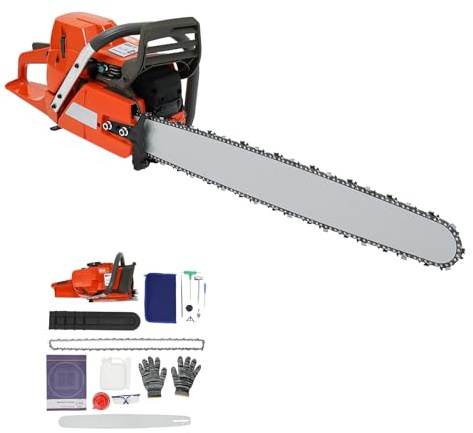 DIFU Motosierra de gasolina de 71 cm³, 28 pulgadas, gasolina, 2 tiempos, motosierra portátil con diámetro de corte de 71 cm, sierra de cadena manual con herramientas, para tijeras de podar, tijeras de