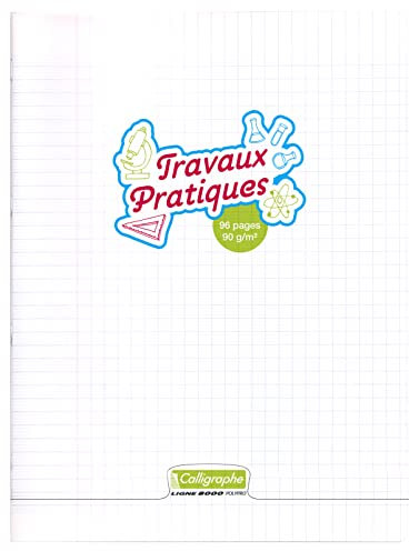 Calligraphe 18189C Un Cahier de Travaux Pratiques Agrafé Incolore (une Marque de Clairefontaine) - 24x32 cm - 96 Pages Grands Carreaux et Unies - Papier Blanc 90 g - Couverture Polypro Transparent
