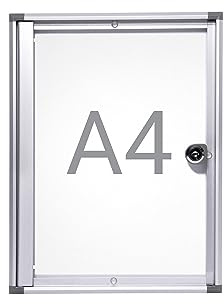 Maul MAULextraslim, vetrina con 1 Pagine DIN A4, Lavagna con Telaio in Alluminio e Porta in Vetro, Design Piatto salvaspazio, chiudibile con Serratura, Alluminio