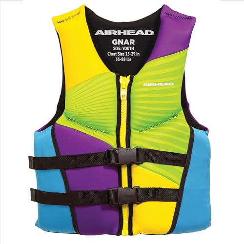 Airhead Youth GNAR Kwik-Dry NeoLite Flex Life Vest, Yellow Multi-color (10074-03-B)