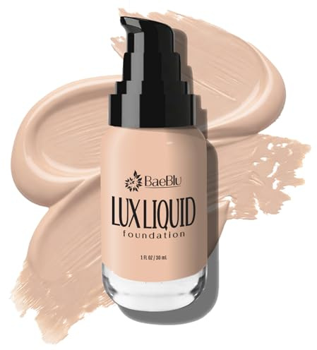 BaeBlu Organic Aloe-Based LUX Liquid Foundation, Natural Vegan Gluten-Free Made in USA, Latte