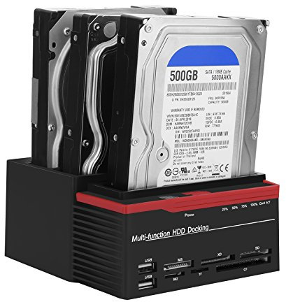 2,5 Zoll 3,5 Zoll Dual-Bay USB3.0 SATA/IDE HDD Dockingstation Offline Klon HUB Reader(Schwarz)