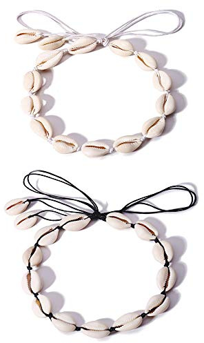 2 Collane girocollo con conchiglie naturali, fatte a mano, stile hawaiano, da spiaggia, regolabili, per donne e ragazze