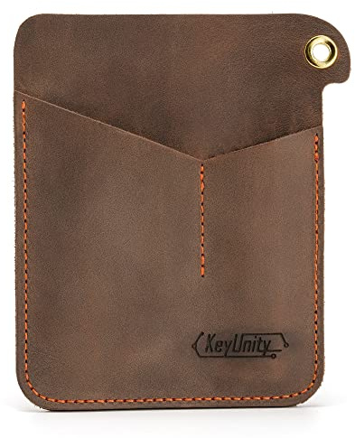 KeyUnity KL01 Leather Brown Pocket Organizer with 3 Pouch, EDC Multitool Sheath for Notebook/Flashlights/Pens and Multitool