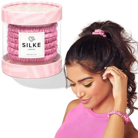 SILKE Hair Ties - Blossom | 100% Luxurious Silk Scrunchies for Hair - 6 Pack | Silke Hair Ties - All Hold, No Damage | Hair Scrunchies for Women, Hair Bobbles | For All Hair Types & Styles